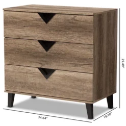 Baxton Studio Wales Modern And Contemporary Oak Wood Finish 3 Drawer Chest Light Brown -Urban Dwell Gear Outlet Store GUEST cf7ddba5 6987 4f3a 8432 e8672f64d370
