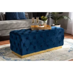Corrine Velvet Fabric Upholstered And PU Ottoman Gold - Baxton Studio -Urban Dwell Gear Outlet Store GUEST cff0ef9a 663f 4b8d 967d 547d0ee989b1