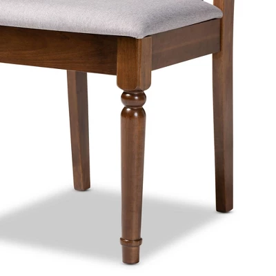 Set Of 4 Cherese Fabric Upholstered Wood Dining Chairs Gray/Walnut - Baxton Studio 2 Set Of 4 Cherese Fabric Upholstered Wood Dining Chairs Gray/Walnut - Baxton Studio - Image 2
