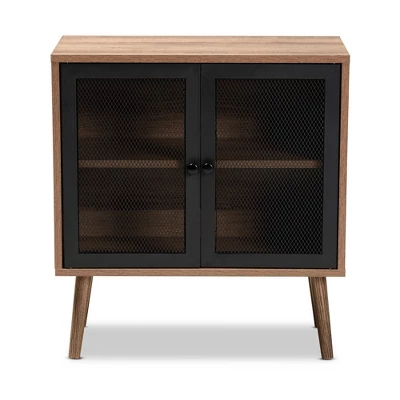 Yuna Natural Brown Wood And Metal 2 Door Storage Cabinet Natural Brown/Black - Baxton Studio 2 Yuna Natural Brown Wood And Metal 2 Door Storage Cabinet Natural Brown/Black - Baxton Studio - Image 2