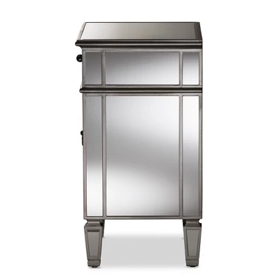 Claudia Hollywood Regency Glamour Style Mirrored Nightstand - Baxton Studio 3 Claudia Hollywood Regency Glamour Style Mirrored Nightstand - Baxton Studio - Image 3