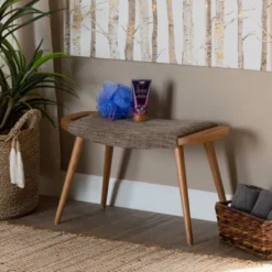 Banner Fabric Upholstered And Wood Accent Bench - Light Brown/Oak Brown - Baxton Studio 12 Banner Fabric Upholstered And Wood Accent Bench - Light Brown/Oak Brown - Baxton Studio -Urban Dwell Gear Outlet Store GUEST d10a1a24 d849 4f51 ac44 4dbf28ffbbf1