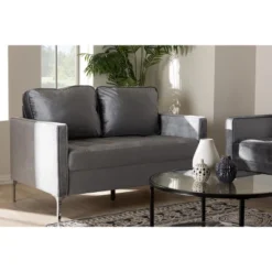 Baxton Studio Clara Velvet Fabric Upholstered 2 Seater Loveseat Gray - BaxtonStudio -Urban Dwell Gear Outlet Store GUEST d11513a1 06f9 4488 8297 da88cd3e3761