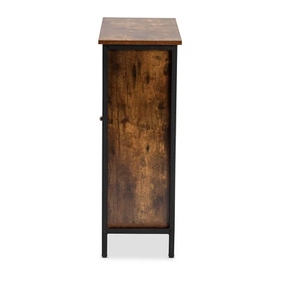 Wayland Rustic Wood And Metal 1 Door Shoe Storage Cabinet Brown/Black - Baxton Studio 3 Wayland Rustic Wood And Metal 1 Door Shoe Storage Cabinet Brown/Black - Baxton Studio - Image 3