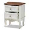 2 Drawer Darlene Wood Nightstand White/Cherry Brown - Baxton Studio