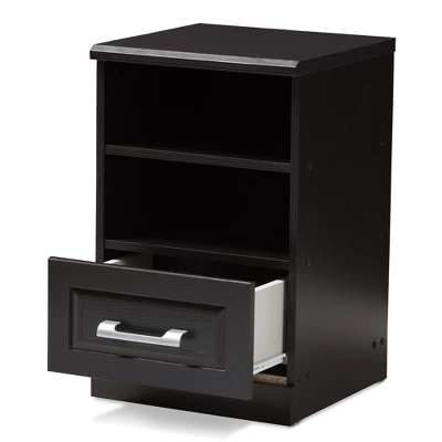 Odelia Modern And Contemporary Finished 1 Drawer Nightstand Dark Brown - Baxton Studio 1 Odelia Modern And Contemporary Finished 1 Drawer Nightstand Dark Brown - Baxton Studio