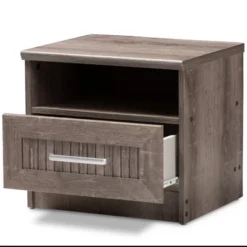 Gallia Modern And Contemporary Oak Finished 1 Drawer Nightstand Brown - Baxton Studio