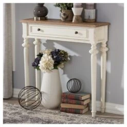 Marquetterie French Provincial Style Weathered Oak Wash And Distressed Wood Finish Two - Tone Console Table - White - Baxton Studio 7 Marquetterie French Provincial Style Weathered Oak Wash And Distressed Wood Finish Two - Tone Console Table - White - Baxton Studio -Urban Dwell Gear Outlet Store GUEST d46a293a 4a48 46be a4ed ddcf14fae82f