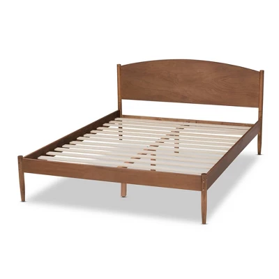Leanora Wood Platform Bed Ash Walnut - Baxton Studio 2 Leanora Wood Platform Bed Ash Walnut - Baxton Studio - Image 2