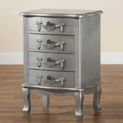 Callen Brushed Wood 4 Drawer Nightstand Silver - Baxton Studio -Urban Dwell Gear Outlet Store GUEST d4ddcfc0 2f3e 4460 84db 57cc91096610