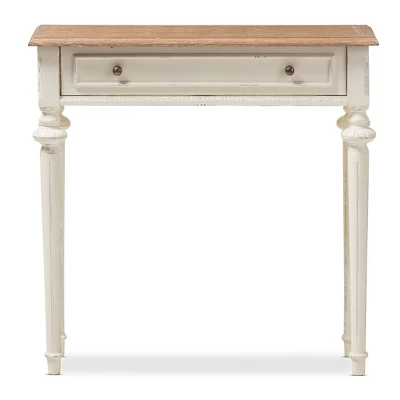 Marquetterie French Provincial Style Weathered Oak Wash And Distressed Wood Finish Two - Tone Console Table - White - Baxton Studio 1 Marquetterie French Provincial Style Weathered Oak Wash And Distressed Wood Finish Two - Tone Console Table - White - Baxton Studio
