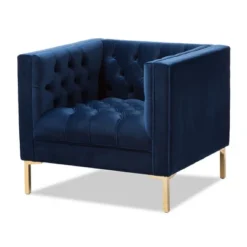 Zanetta Luxe And Glamour Velvet Upholstered Gold Finished Lounge Chair - Baxton Studio -Urban Dwell Gear Outlet Store GUEST d5184615 0baf 4c69 aa68 e09e68e38874