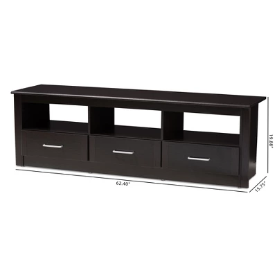 Ryleigh Modern And Contemporary Finished TV Stand For TVs Up To 60" Dark Brown - Baxton Studio 8 Ryleigh Modern And Contemporary Finished TV Stand For TVs Up To 60" Dark Brown - Baxton Studio - Image 8