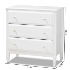 3 Drawer Naomi Wood Bedroom Chest White/Gold - Baxton Studio -Urban Dwell Gear Outlet Store GUEST d587a951 e502 411f b0a2 a8eee9516077