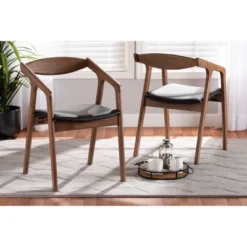 2pc Harland Faux Leather Upholstered And Wood Dining Chair Set - Baxton Studio -Urban Dwell Gear Outlet Store GUEST d5cba141 7d09 4568 add9 a4b654383c05