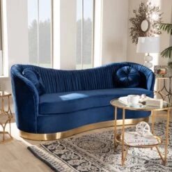 Nevena Velvet Sofa Blue - Baxton Studio -Urban Dwell Gear Outlet Store GUEST d61e2cbb 67ea 4cdd 8d27 52b4376fec3d