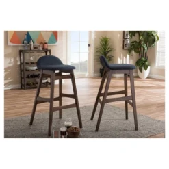 2pc 30" Fabric Upholstered Wood Finishing Barstool Dark Blue - Baxton Studio -Urban Dwell Gear Outlet Store GUEST d64c6839 4b98 4a6e b8d9 6b3cbc463cf8