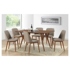 Lavin Mid-Century Faux Leather Dining Chairs - Brown Walnut/Beige (Set Of 2) - Baxton Studio -Urban Dwell Gear Outlet Store GUEST d672a2c9 013d 499c b2a2 4a523e6bff72