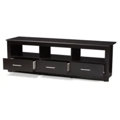 Ryleigh Modern And Contemporary Finished TV Stand For TVs Up To 60" Dark Brown - Baxton Studio
