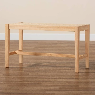 Danyl Wood Rattan Accent Bench Oak Brown - Baxton Studio 8 Danyl Wood Rattan Accent Bench Oak Brown - Baxton Studio - Image 8