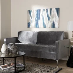 Baxton Studio Clara Velvet Fabric Upholstered 3 Seater Sofa Gray - BaxtonStudio 12 Baxton Studio Clara Velvet Fabric Upholstered 3 Seater Sofa Gray - BaxtonStudio -Urban Dwell Gear Outlet Store GUEST d7f1e000 6dc1 480d 8080 fa78cf5c5d56