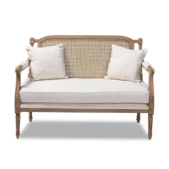 Clemence Upholstered Whitewashed Wood Sofa Loveseat Ivory/Oak - Baxton Studio 17 Clemence Upholstered Whitewashed Wood Sofa Loveseat Ivory/Oak - Baxton Studio -Urban Dwell Gear Outlet Store GUEST d94fa4f6 a255 4ee1 9ed4 ec507c7e71f5