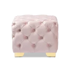 Avara Velvet Finished Button Tufted Ottoman Pink - Baxton Studio -Urban Dwell Gear Outlet Store GUEST d95fbcf1 8985 4128 862b 25807beccd58