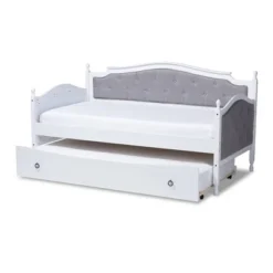 Twin Marlie Upholstered Daybed With Trundle Gray/White - Baxton Studio -Urban Dwell Gear Outlet Store GUEST d96426e2 a7d4 43cb 8079 708e5f4be5d4