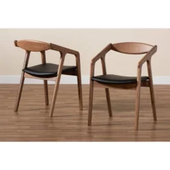 2pc Harland Faux Leather Upholstered And Wood Dining Chair Set - Baxton Studio -Urban Dwell Gear Outlet Store GUEST dbd261bf 1aae 4600 988e dfd5a6826f8d