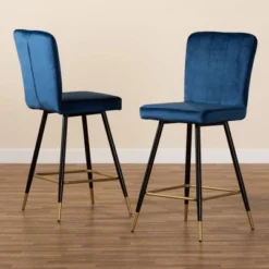 2pc Preston Two-Tone And Metal Bar Stool Set - Baxton Studio -Urban Dwell Gear Outlet Store GUEST dbdee0f2 0968 47cd 9937 079755ac276a