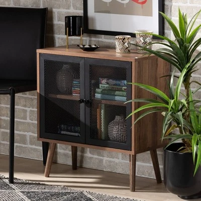 Yuna Natural Brown Wood And Metal 2 Door Storage Cabinet Natural Brown/Black - Baxton Studio 7 Yuna Natural Brown Wood And Metal 2 Door Storage Cabinet Natural Brown/Black - Baxton Studio - Image 7