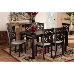 7pc Dallas Fabric Upholstered And Wood Dining Set - Baxton Studio -Urban Dwell Gear Outlet Store GUEST dc6f77f3 6943 4d4f 9b68 8d49f00634a6