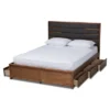 Elin Wood Platform Storage Bed With Drawers Dark Gray/Walnut - Baxton Studio
