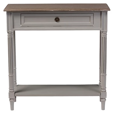 Edouard French Provincial Style Console Table With 1 Drawer - White/Light Brown - Baxton Studio 1 Edouard French Provincial Style Console Table With 1 Drawer - White/Light Brown - Baxton Studio