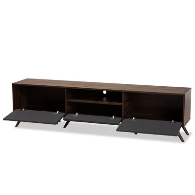 Naoki Wood TV Stand For TVs Up To 75" Gray/Walnut - Baxton Studio 1 Naoki Wood TV Stand For TVs Up To 75" Gray/Walnut - Baxton Studio