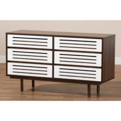 6 Drawer Wood Dresser And Meike Two-Tone Walnut/White - Baxton Studio -Urban Dwell Gear Outlet Store GUEST df00f494 bfd0 4630 91bb ed820923de76