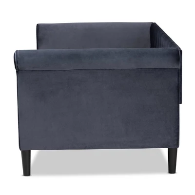 Cora Velvet Fabric Upholstered And Wood Daybed - Baxton Studio 2 Cora Velvet Fabric Upholstered And Wood Daybed - Baxton Studio - Image 2