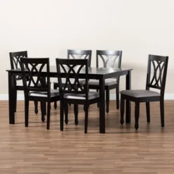 7pc Reneau Upholstered Wood Dining Set Sand Gray/Espresso - Baxton Studio -Urban Dwell Gear Outlet Store GUEST df81790e 4810 49de a7af 315d40e72d71