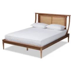 Jamila Wood And Synthetic Rattan Platform Bed Walnut Brown - Baxton Studio -Urban Dwell Gear Outlet Store GUEST dff56ad2 c946 4fe9 81e0 ea25fb655a20