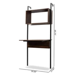 Fariat Walnut Wood And Metal Display Shelf With Desk Brown/Black - Baxton Studio -Urban Dwell Gear Outlet Store GUEST e0950d47 5fe1 4bc4 b85c 7b98c698728a