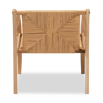 Delaney Wood Hemp Accent Chair Oak Brown - Baxton Studio 6 Delaney Wood Hemp Accent Chair Oak Brown - Baxton Studio - Image 6