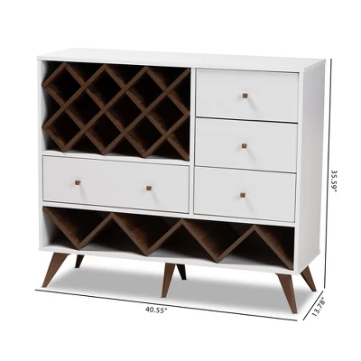 Baxton Studio Savino And Walnut Finished Wood Wine Cabinet White/Brown - BaxtonStudio 3 Baxton Studio Savino And Walnut Finished Wood Wine Cabinet White/Brown - BaxtonStudio - Image 3