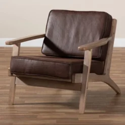 Sigrid Faux Leather Upholstered Wood Armchair Dark Brown/Antique Oak - Baxton Studio -Urban Dwell Gear Outlet Store GUEST e2019d61 2fa1 4867 9f00 8eaa0de6d816