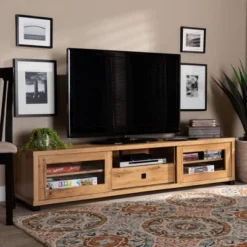 Beasley Wood 1 Drawer TV Stand For TVs Up To 65" Oak Brown/Black - Baxton Studio -Urban Dwell Gear Outlet Store GUEST e27d745c 64ba 40f5 820c 5e2a2b1c706f