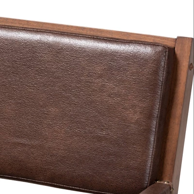 Rovelyn Faux Leather Walnut Finished Wood Lounge Chair Brown - Baxton Studio 6 Rovelyn Faux Leather Walnut Finished Wood Lounge Chair Brown - Baxton Studio - Image 6