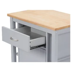 Yonkers Contemporary Kitchen Cart With Wood Top Light Gray - Baxton Studio -Urban Dwell Gear Outlet Store GUEST e3110ac8 f999 440a a00f 5def2d152d8d