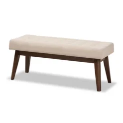 Elia Mid Century Modern Walnut Wood Fabric Button Tufted Bench - Baxton Studio -Urban Dwell Gear Outlet Store GUEST e3806eeb cd47 4c76 8d44 30cb44de9ef9