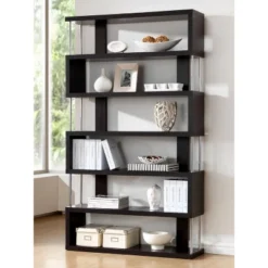 75.5" Barnes Six Shelf Modern Bookshelf Dark Brown - Baxton Studio -Urban Dwell Gear Outlet Store GUEST e3caa8ae c4e9 4b4d b5f0 1f7637714aac