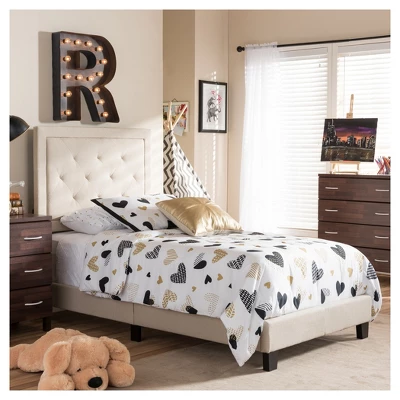 Paris Modern And Contemporary Linen Upholstered Tufting Platform Bed - Twin - Baxton Studio 4 Paris Modern And Contemporary Linen Upholstered Tufting Platform Bed - Twin - Baxton Studio - Image 4