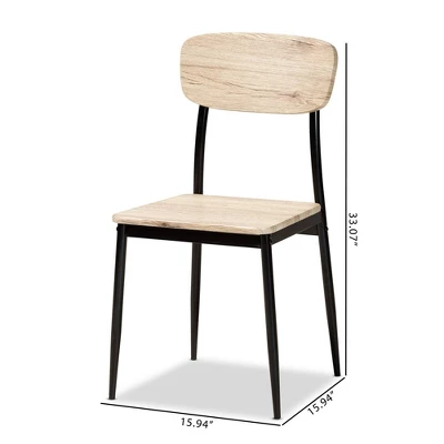 4pc Honore Wood And Metal Dining Chair Set Light Brown/Black - Baxton Studio 7 4pc Honore Wood And Metal Dining Chair Set Light Brown/Black - Baxton Studio - Image 7